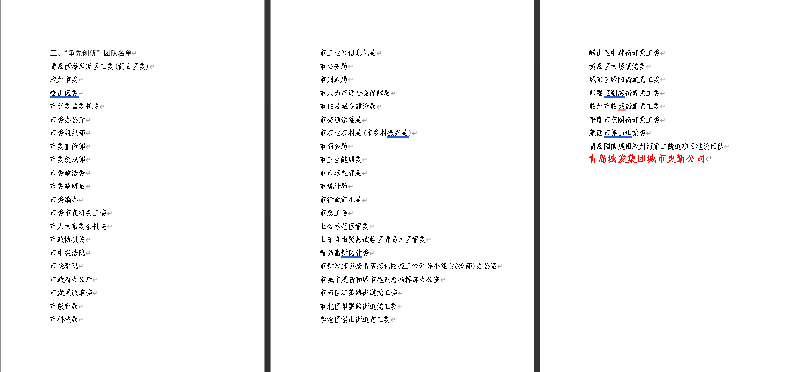 青岛城发城市更新有限公司荣获“争先创优”团队荣誉称号